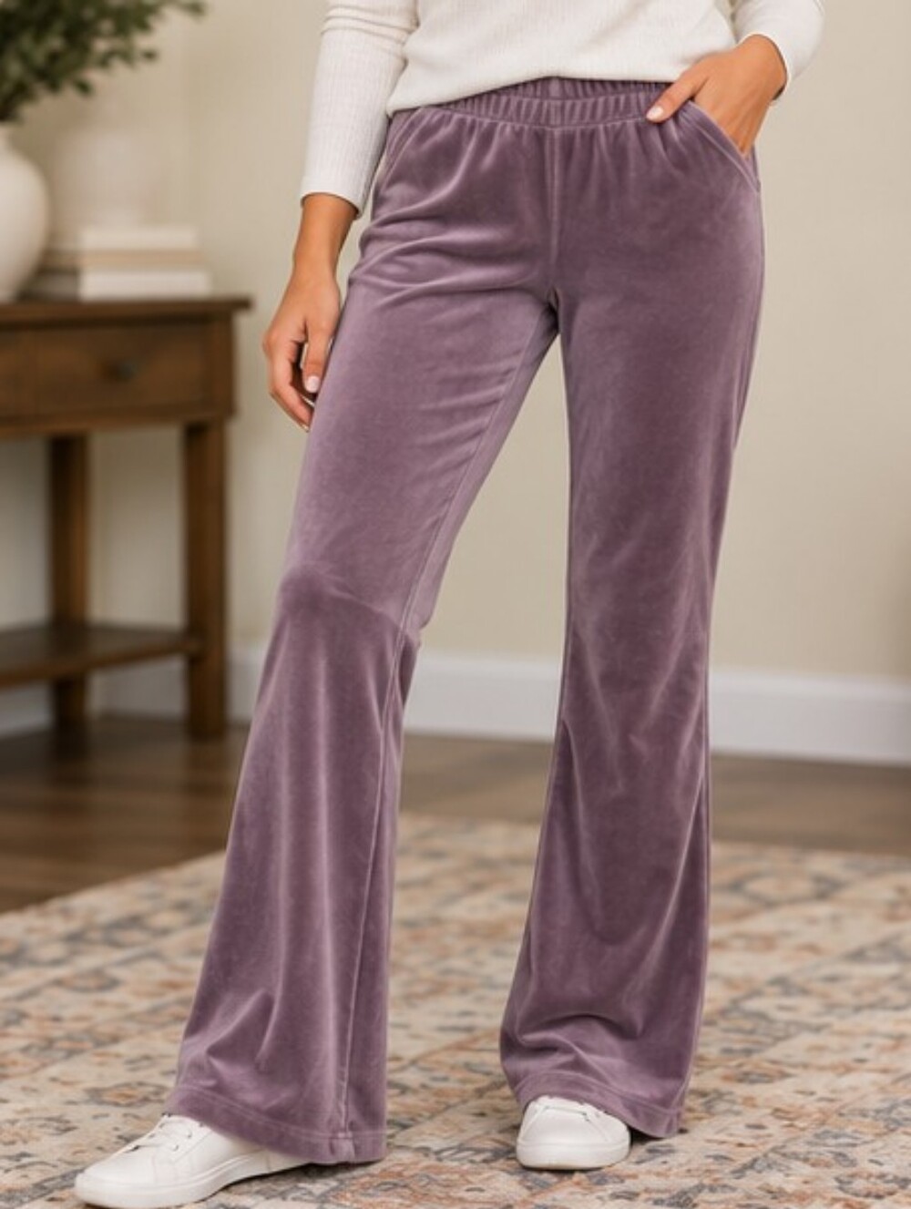 Avia Velour Flare Track Pants Mauve Purple Size Large